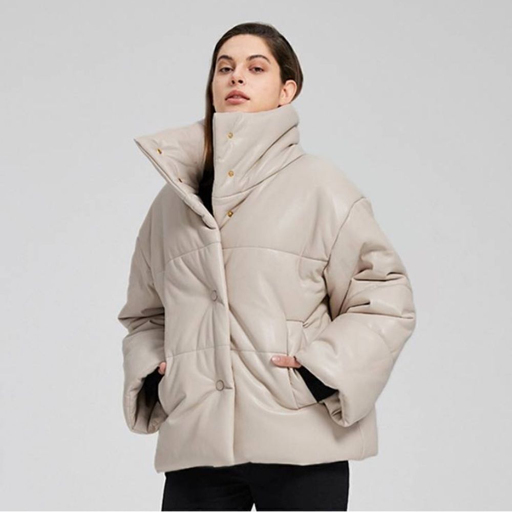 Lattelier Faux-Leather Puffer Jacket